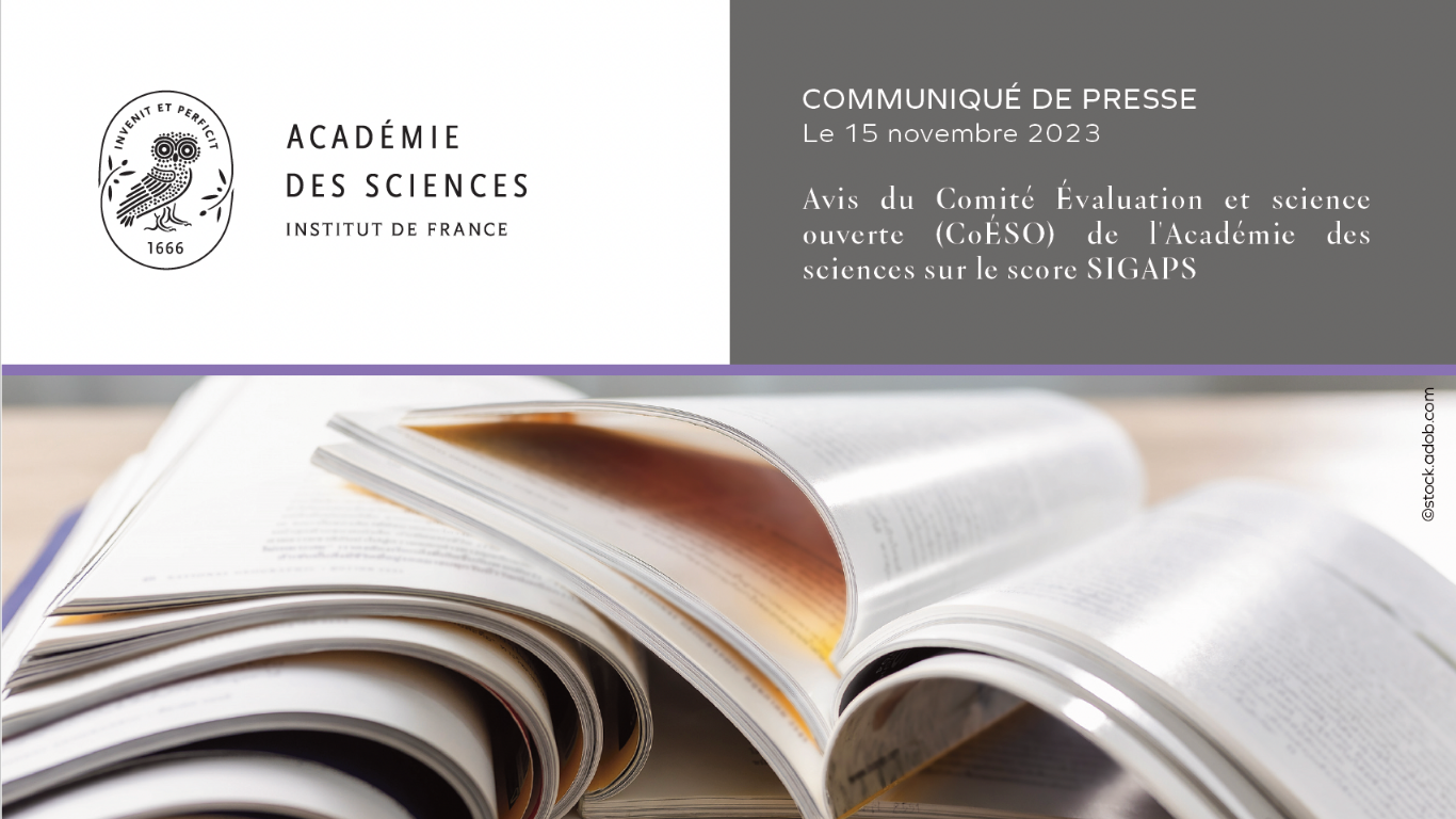 Avis du Comité Évaluation et science ouverte (CoÉSO) de l'Académie des sciences sur le score SIGAPS