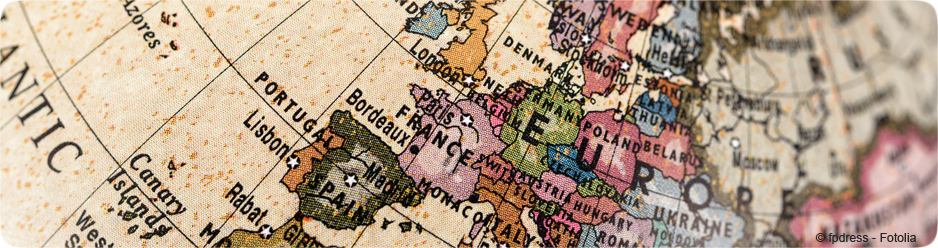 Map monde avec zoom sur l'Europe