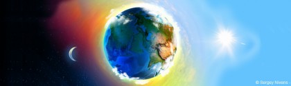 La Terre entre la lune et le soleil